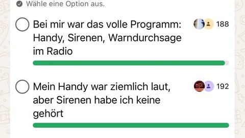 Umfrage Whatsapp zum bundesweiten Warntag