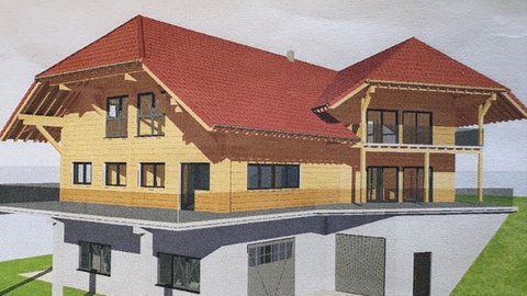 Grafik: Entwurf der neuen Rasthütte am Seibelseckle