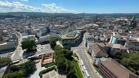 Blick über die Kaiserslauterer Innenstadt. 