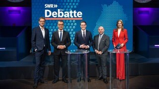 Die Spitzenkandidaten von CDU, Grünen und AfD debattierten live im SWR.