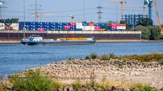 Niedrigwasser, Rhein, Containerschiff