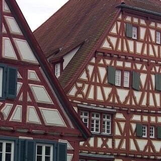 Fachwerkhäuser in der denkmalgeschützten Altstadt von Ladenburg