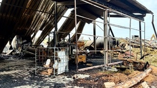 Ein abgebrannter Stall in Grosselfingen (Zollernalbkreis)