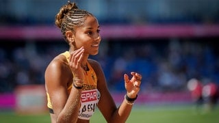 Weitspringerin Mikaelle Assani bei der EM in Birmingham