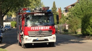 Ein Feuerwehrwagen der Stadt Eppingen. Dort wurde der Ernstfall erprobt bei einer Katastrophenübung, die noch einige Schwächen zeigte.