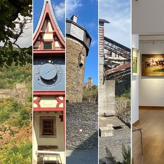 Montage von fünf Sehenswürdigkeiten in Rheinland-Pfalz