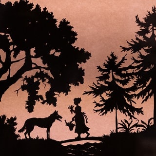 "Rotkäppchen und der Wolf" schnell erzählt in Piktogrammen.