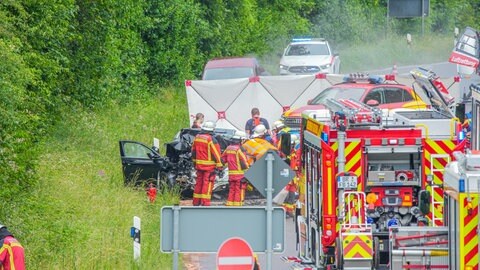 Die Unfallstelle auf der B35 bei Bruchsal