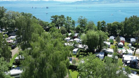 Blick auf den Campingplatz am Bodensee