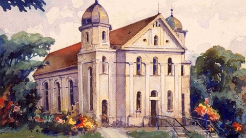 Aquarell der Laupheimer Synagoge von 1936.