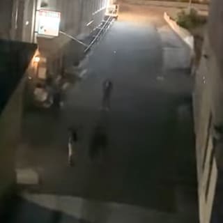Verschwommener Screenshot eines Videos in dem man Männer im Dunkeln auf der Straße sieht