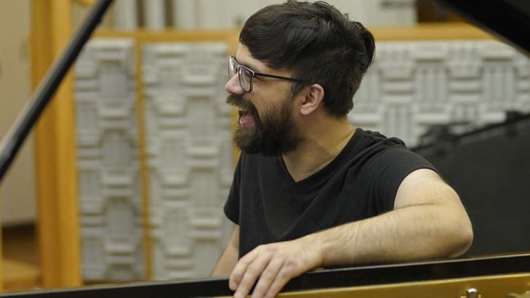 Proben beim SWR NEWJazz Meeting 2022 im SWR Studio Baden-Baden mit Micah Thomas – Klavier, Nicole Glover – Tenorsaxofon, Kalia Vandever – Posaune, Adam O’Farrill – TrompeteHenry Fraser – Kontrabass, Kayvon Gordon – Schlagzeug