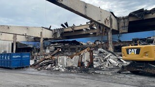 Die Lage vor Ort nach dem Brand auf dem Großmarkt in Stuttgart.