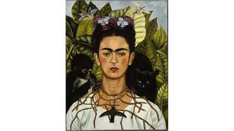 „Selbstbildnis mit Dornenhalsband und Kolibri“ ist eins von 60 Selbstporträts von Frida Kahlo.