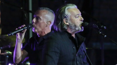 Roland Orzabal und Curt Smith von Tears for Fears gemeinsam bei einem Livekonzert in London 2019.