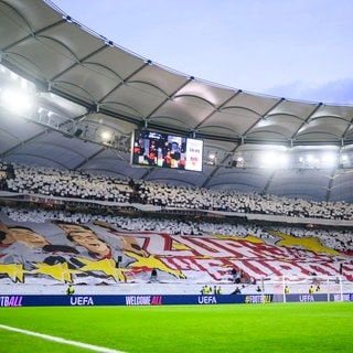 Choreografie der Fans des VfB Stuttgart vor einem Champions-League-Spiel
