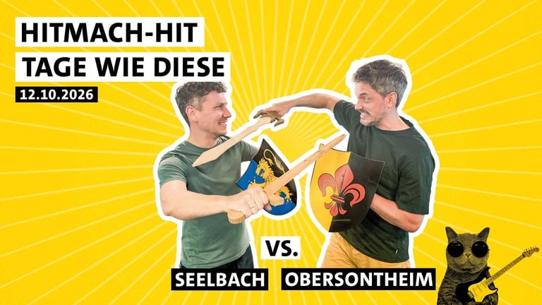 Julian Hammerstein und Benedict Walesch kämpfen um den Sieg beim HITmach-Duell am 12. Oktober 2026 in Seelbach und Obersontheim zur SWR1 BW Hitparade