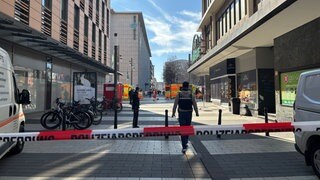 Polizei-Absperrung Mannheim Paradeplatz