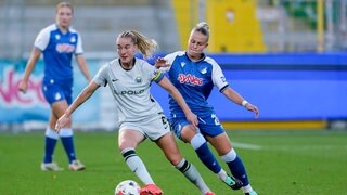 Janina Minge (Wolfsburg, 6), Laura Gloning (TSG, 20), Zweikampf