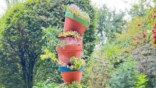 Alte Tontöpfe kreativ nutzen: nachhaltige Stele für Ihren Garten