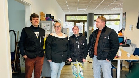 Streetworker und Sozialarbeiter in Kaiserslautern: Johannes Metzinger (v. l. n. r.) , Samira Wellnitz, Jeanette Geßner, Jonas Berg
