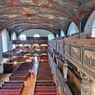 Die Speyrer Dreifaltigkeitskirche, eine Bilderkirche des lutherischen Hochbarock, ausgemalt von der Decke über zwei Emporen