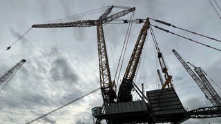 Ein Modell des weltgrößten Raupenkran steht derzeit in Ehingen. Er hebt Lasten von bis zu 3.000 Tonnen und erreicht eine maximale Höhe von 246 Metern – 85 Meter höher als das Ulmer Münster. 
