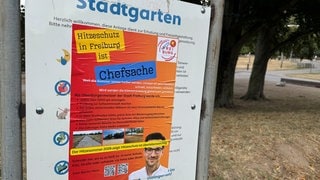 Eines der gefälschten Plakate im Freiburger Stadtgarten