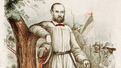 Gustav Struve (1805 - 1870) war neben Friedrich Hecker einer der Anführer der Aufstände 184849 in Baden (Lithographie, koloriert (Eduard Gustav May), um 1848. 25 × 17 cm))