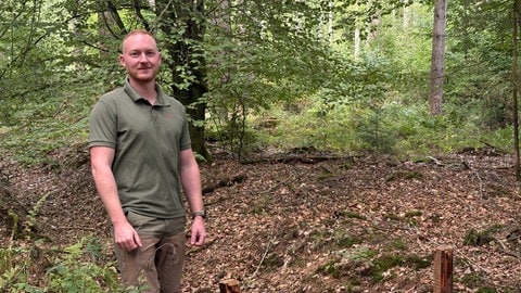 Lukas Maaß vom Forstrevier Bitburg-Steinborn hat Entwässerungsgräben verschlossen und damit einen Schritt in Richtung Wald der Zukunft gemacht.