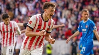 Maximilian Eggestein vom SC Freiburg bejubelt seinen Siegtreffer gegen den 1. FC Heidenheim.