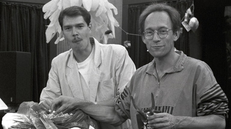 Stefan Siller und Uwe Wassermann bei der SDR3 Hitparade TOP 2000D im Jahr 1990