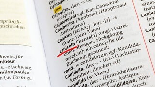 Symbolbild canceln, Auszug aus dem Duden 