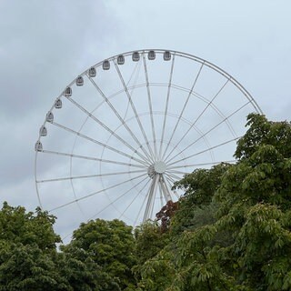 Das Riesenrad auf dem Cannstatter Wasen wird aufgebaut.