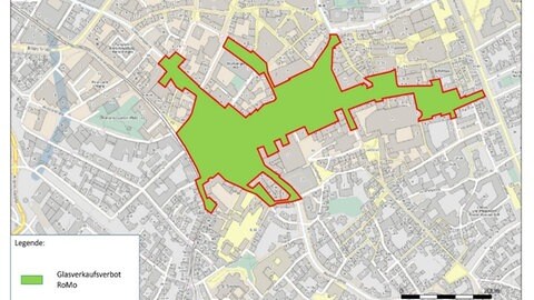 Karte der Glasverkaufsverbotszone in Mainz