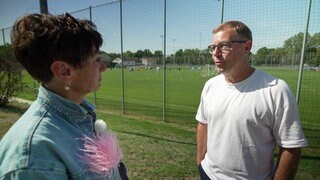 Sonja Faber-Schrecklein im Gespräch mit Frank Kramer dem Sportdirektor der TSG Hoffenheim.