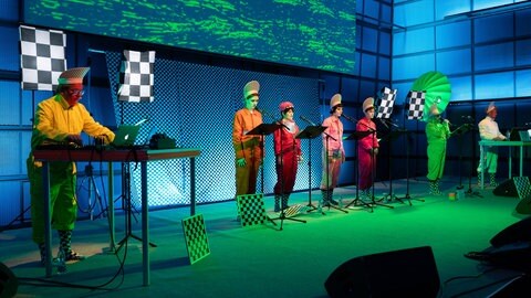 Fotos von der Aufführung des Live-Hörspiels "Die Tetris" bei den ARD Hörspieltagen 2023