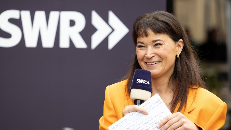 SWR Aktuell-Moderatorin Diana Hörger am Dienstag (26.8). beim Weindorf-Treff Stuttgart 2026.