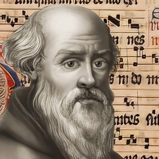 Porträt von Guido von Arezzo, 992 — nach 1033, italienischer Benediktinermönch, Musiktheoretiker und Pädagoge für Musik des Hochmittelalters, digital optimiert Portrait.