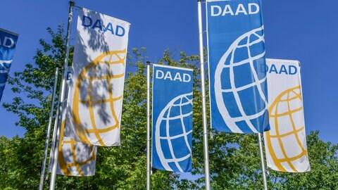 Fahnen vor dem Gebäude des Deutschen Akademischen Austauschdienstes (DAAD) in Bonn