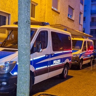 Polizeiautos vor Wohnhäusern