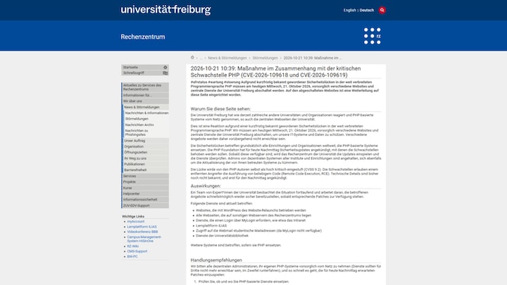 Websites die vorsorglich offline genommen wurden