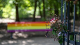 In der Nähe des CSD-Anschlags wurde ein französischer Ahorn-Baum gepflanzt und eine Regenbogenfarbene Bank aufgestellt. Vor zwei Wochen gab es einen islamistischen Terroranschlag am Rand des Christopher Street Days (CSD) bei dem eine Frau starb.