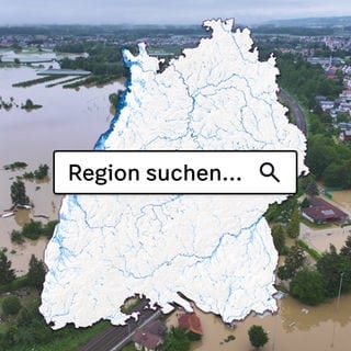 Das Hochwasser des Flusses Schussen überschwemmt Teile von Meckenbeuren