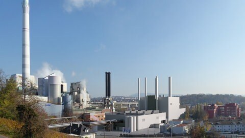 Neubau einer Gasturbinen-Anlage zur Erzeugung von Strom und Wärme auf Basis von Erdgas am EnBW-Standort Stuttgart-Münster. Der sogeannte Fuel Switch auf Erdgas ist eine Brückentechnologie etwa zu regenerativ erzeugtem Wasserstoff.