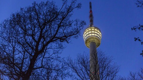 Der Stuttgarter Fernsehturm bei Nacht