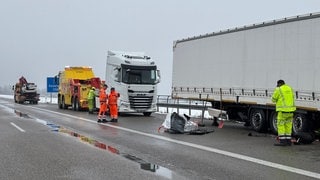Ein Unfall auf der A6 bei der Kochertalbrücke am 13.2.2025