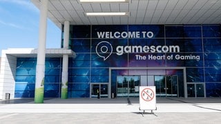Eingang zur gamescom in der Koelnmesse.