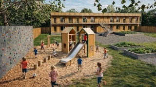 Im Quartier West soll eine neue Kita entsstehen. So könnte sie ausssehen.
