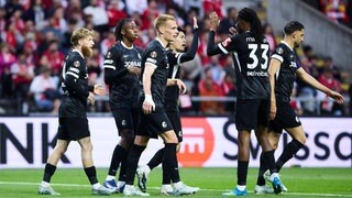 Der SC Freiburg bejubelt einen Treffer gegen Sporting Braga in der Europa League. 